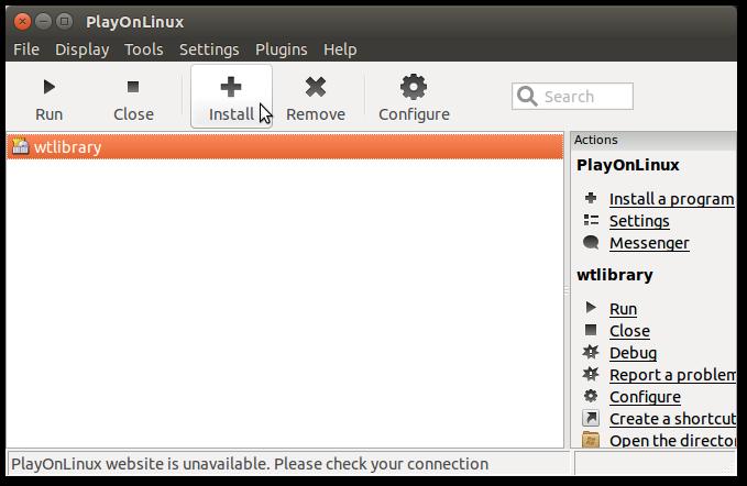 The PlayOnLinux application